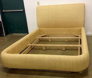 pr of Gina B- Los Angeles rattan upholstered double bed frames with headboards, overall width 62”