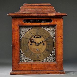 Continental Walnut Veneered Quarter-chiming Table Clock