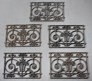 Five Large Cast Iron Panels, early 20th c., New Or