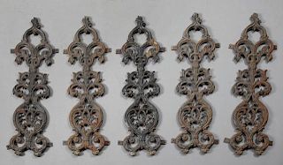 Five Large Cast Iron Balcony Standards, early 20th