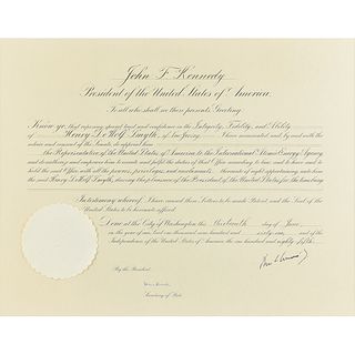 John F. Kennedy Document Signed as President