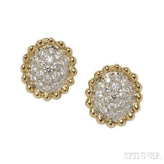 18kt Gold, Platinum, and Diamond Earclips, Carvin French