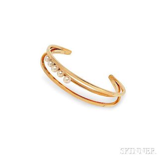 14kt Gold and Cultured Pearl Bracelet, Ed Wiener