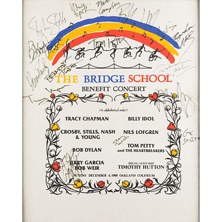 Jerry Garcia, Neil Young, Tom Petty and Others Signed Bridge School Benefit Pelon