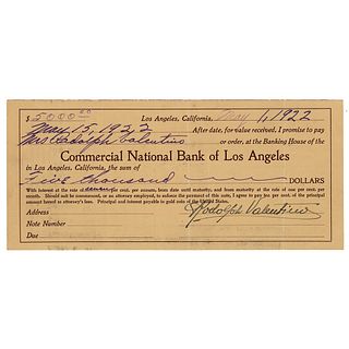 Rudolph Valentino Document Signed
