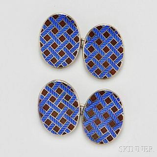 Sterling Silver and Enamel Cuff Links, Tiffany & Co.