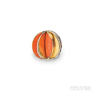 Bicolor Gold and Coral Ring