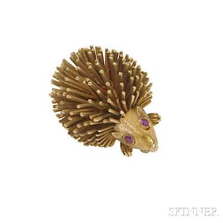 14kt Gold Hedgehog Brooch