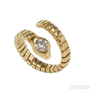 18kt Gold and Diamond Snake Ring