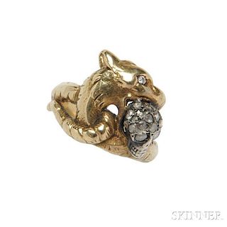 14kt Gold, Silver, and Diamond Ring