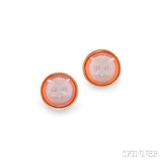 14kt Gold and Hardstone Cameo Earrings