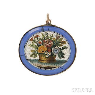 Antique Gold and Micromosaic Pendant