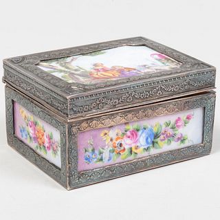 Continental Silver-Mounted Porcelain Box