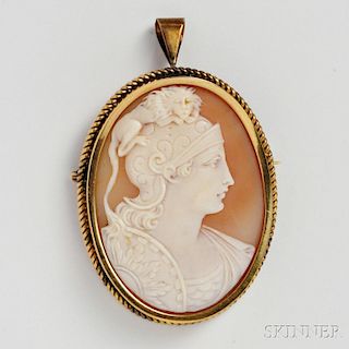Antique 14kt Gold and Shell Cameo Pendant/Brooch