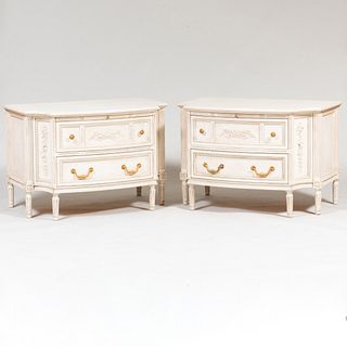Pair of Louis XVI Style Cream Painted Commodes, of Recent Manufacture
