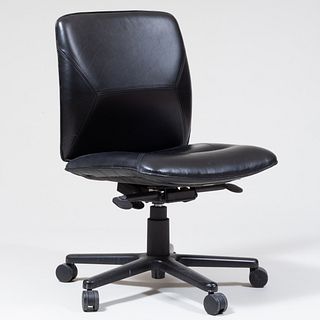 Contemporary Geiger Brickell Black Leather Upholstered Swivel Office Chair