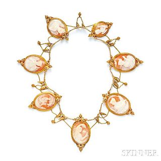 Victorian Gold and Shell Cameo Necklace