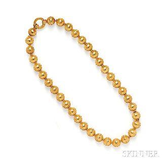 Antique Etruscan Revival Gold Bead Necklace