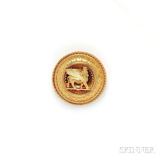 Antique Assyrian Revival Gold Brooch