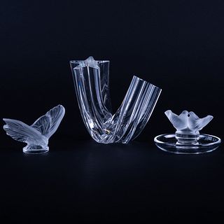 Group of Three Glass Table Articles