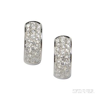 18kt White Gold and Diamond Hoop Earrings