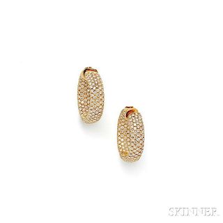 18kt Gold and Diamond Hoop Earrings, Leo Pizzo