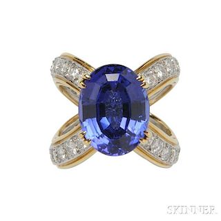 Tanzanite and Diamond "Crisscross" Ring, Attributed to Donald Claflin, Tiffany & Co.