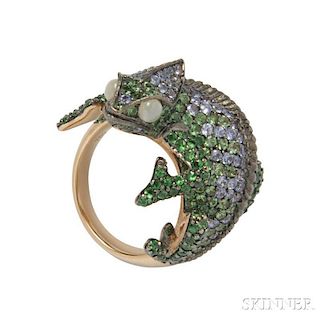 18kt Gold Gem-set Chameleon Ring