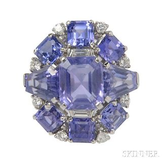 Platinum, Violet Sapphire, and Diamond Ring, Oscar Heyman