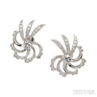 White Gold and Diamond Earclips