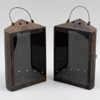 Pair of Early American Tin Lanterns