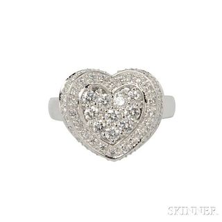 18kt White Gold and Diamond Heart Ring