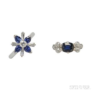 Two Sapphire and Diamond Rings
