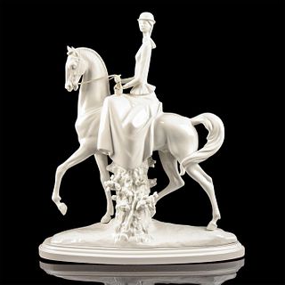 Woman on Horse, White 7061 - Lladro Porcelain Figurine