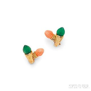 18kt Gold Gem-set Earrings