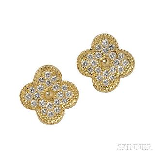 18kt Gold and Diamond "Alhambra" Earrings, Van Cleef & Arpels