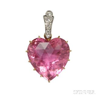 Edwardian Pink Tourmaline and Diamond Pendant