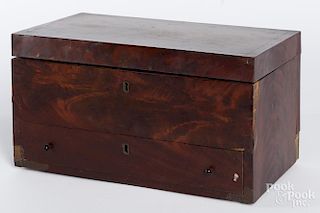 Pennsylvania mahogany veneer dresser box, 19th c., 7'' h., 13'' w.