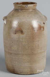 Four-gallon stoneware crock, 19th c., 16'' h., together with a Pennsylvania crock, inscribed York