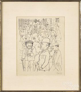 George Grosz (American 1893-1959), pencil signed lithograph street scene, 10 3/4'' x 8 1/2''.