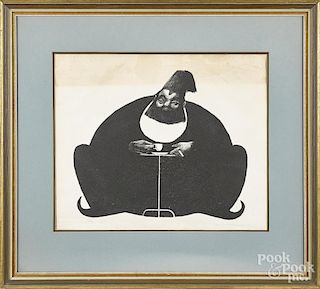 Alfred Berdiner (American 1899-1064), pencil signed blockprint, titled Coffee, 14'' x 18''.