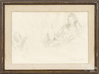 Raphael Soyer (American 1899-1987), pencil nude, signed lower right, 14'' x 20''.