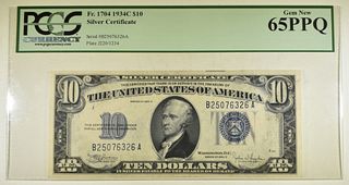 1934-C $10 SILVER CERTIFICATE PCGS 65 PPQ