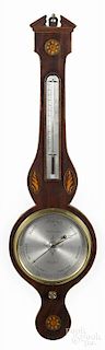 English mahogany banjo barometer, inscribed Thos. Haynes Stamford, 38 1/4'' h.