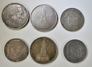 LOT OF 6 GERMAN REICHMARKS
