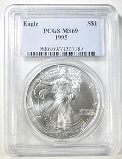 1995 AMERICAN SILVER EAGLE PCGS MS 69