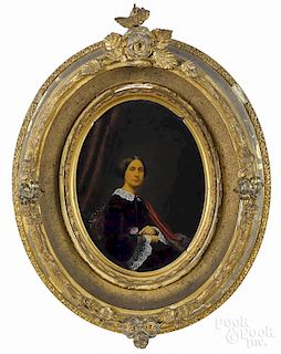 Victorian gouache enhanced photo of Ann Ruffner Howell, 8'' x 6''.
