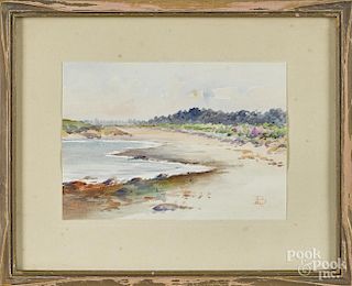 Pair of watercolor coastal scenes, early 20th c., monogrammed CMB, 4 3/4'' x 6 3/4''.