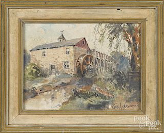 George Newman (American 1875-1965), oil on board landscape, titled Catalussa Mill Near New Hope
