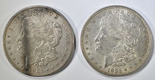 1921 AU, 1921-D XF MORGAN DOLLARS